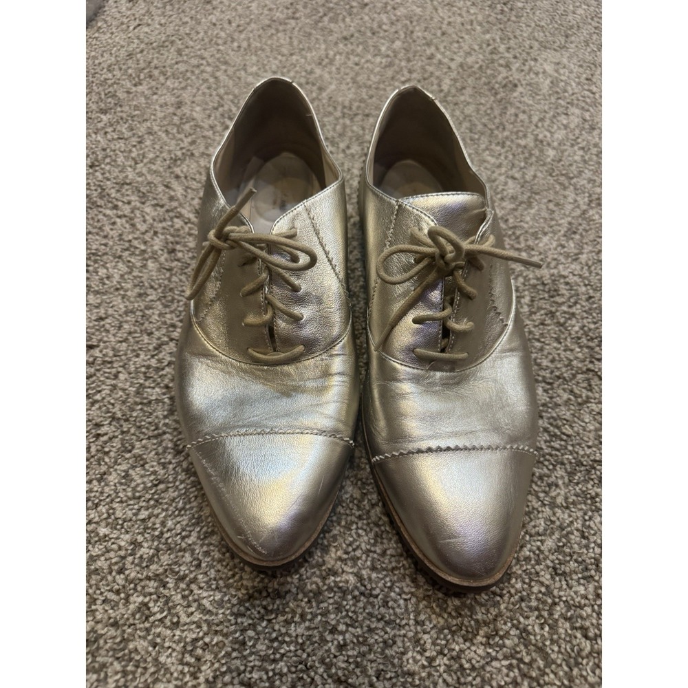 COLE HAAN The Go-to Arden Oxford Shoes Size 10.5B Soft Gold Metallic Leather